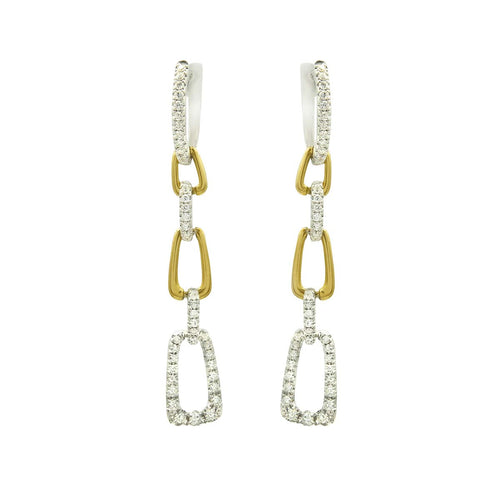 Classic Links Drop Diamond Earrings in Mix Gold Colours