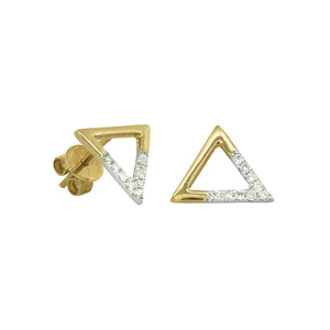 Geometric Triangle Diamond Stud Gold Earrings