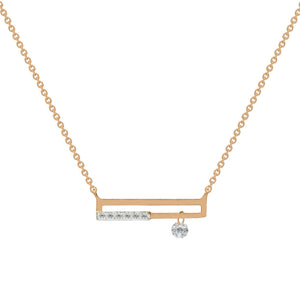 Classic Flouting Diamond Bar Pendant with Golden Chain