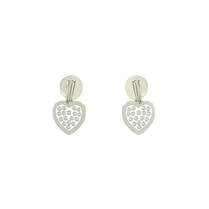 Floating Diamonds Gold Hanging Earrings Heart Shape