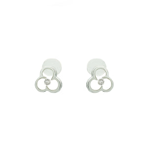 Floating Diamonds Gold Stud Earrings Flower Shape