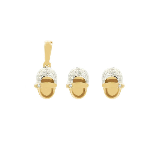 Kids Baby Shoes Diamond Gold Earrings