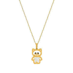 Floating Diamonds Little Piggy Gold Charm Pendant