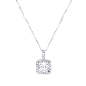 Classic Cushion Cut Diamond Halo Pendant Without Chain