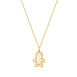 Floating Diamonds Little Baby Boy Gold Charm Pendant