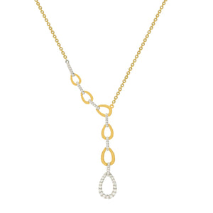 Classic Looping Links Drop Diamond Necklace in Mix Gold Colours