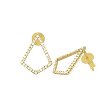 Load image into Gallery viewer, Geometric Four Square Diamond Stud Gold Earrings