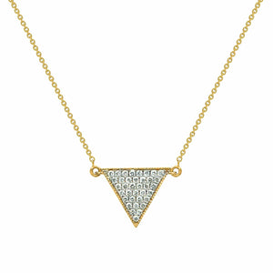 Geometric Triangle Pave Diamond Gold Pendant with Gold Chain