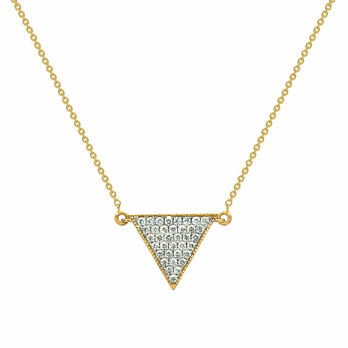 Geometric Triangle Pave Diamond Gold Pendant with Gold Chain