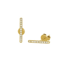 Load image into Gallery viewer, Geometric Gold Bar Diamond Stud Earrings