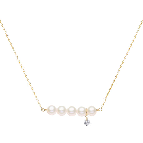 Classic Five Pearl and Naked Diamond Necklace 