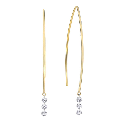 Long Dangling Earrings feature Three Naked Diamonds