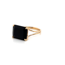 Load image into Gallery viewer, Black Chalcedony Gemstone Octagon Cut Gold Ring