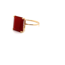 Load image into Gallery viewer, Carnelian Gemstone Octagon Cut Gold Ring