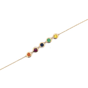 Multi Color Gemstones Gold Bracelet