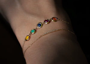 Multi Color Gemstones Gold Bracelet