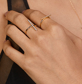 Chic Diamond Bar Ring featured in Classic Collection