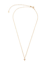 Load image into Gallery viewer, Gold mini diamond cross necklaces with an adjustable chain made in gold.