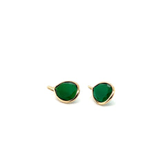 Load image into Gallery viewer, Green Agate Gemstone Gold Earrings