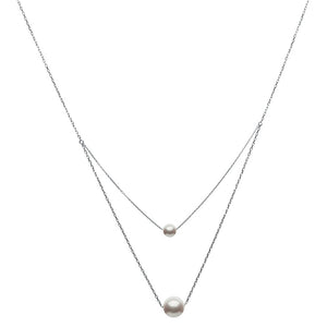 Duo Akoya White Pearls Necklac