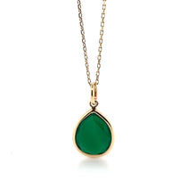 Load image into Gallery viewer, Green Agate Gemstone Pear Shape Gold Neckalce