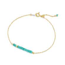 Load image into Gallery viewer, Classic Turquoise Gemstone with Gold Bead and Adjustable Chain Bracelet