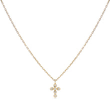 Load image into Gallery viewer, Classic Gold Petite Diamond Cross Necklace