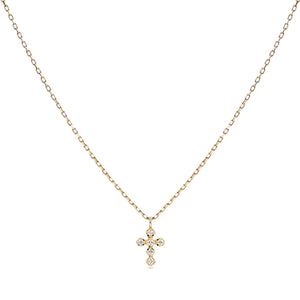 Classic Gold Petite Diamond Cross Necklace