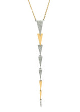Load image into Gallery viewer, Classic Chandelier Dangling Trinity Triangle Diamond Necklace Mix Gold Colours
