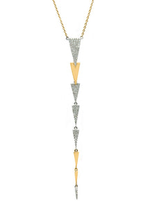 Classic Chandelier Dangling Trinity Triangle Diamond Necklace Mix Gold Colours