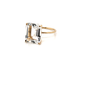 Quartz Color Gemstone Octagon Cut Gold Ring