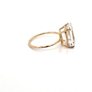 Quartz Color Gemstone Octagon Cut Gold Ring