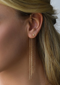 Diamond Chandelier Gold Chain Cuff Earring 