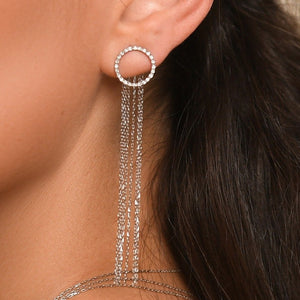 Chic-Chic Diamond Circle Long Earrings 