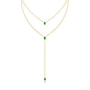 Classic Double Layer Tear-Drop Emerald Necklace 